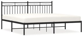 373696 vidaXL Cadru de pat metalic cu tăblie, negru, 183x213 cm