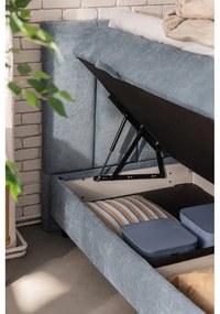 Pat boxspring albastru cu spațiu de depozitare 180x200 cm Elva Bold – Bonami Selection