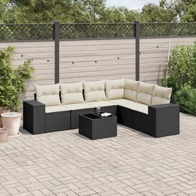 vidaXL Set canapele de grădină cu perne, 7 piese, negru, poliratan