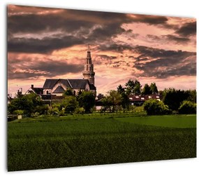 Tablou cu peisaj și biserică (70x50 cm), în 40 de alte dimensiuni noi
