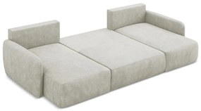 Colțar crem extensibil/cu spațiu de depozitare cu tapițerie din chenille (în formă de "U") Lilo – Makamii