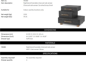 Noptiera design LUX, Furnir de stejar, Evendale, 119389 HZ