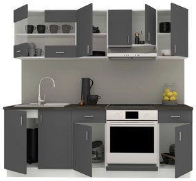 Set Bucatarie Karo V13, Antracit/Alb, Blat Thermo 28 mm, L 220 cm