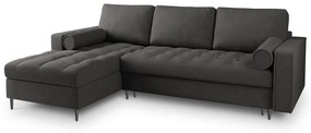 Canapea extensibilă cu șezlong stânga Milo Casa Santo, gri închis
