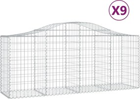 vidaXL Coșuri gabion arcuite 9 buc, 200x50x80/100 cm, fier galvanizat