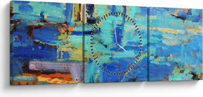 Tablou - pictură abstractă în ulei (cu ceas) (90x30 cm)