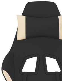 Scaun de gaming cu suport picioare, negru si crem, textil 1, negru si crem, Cu suport de picioare