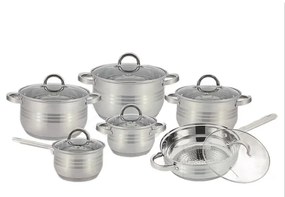 Set oale si tigaie inox cu capace 12 piese Kitchen Pro PRO 1262