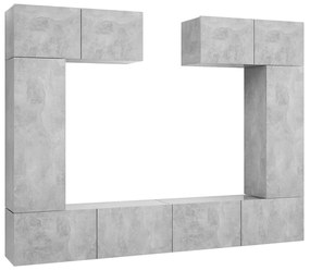 3079119 vidaXL Set de dulapuri TV, 6 piese, gri beton, lemn prelucrat
