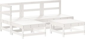 vidaXL Set mobilier relaxare de grădină 5 piese alb lemn masiv de pin