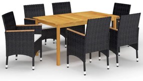 vidaXL Set mobilier de grădină, 7 piese, negru