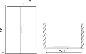 Ușă de duș Silves 100 DR 100x190 cu sticlă transparentă