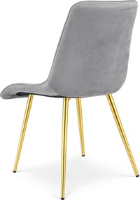 Scaun de dining SPLIT VELVET cu picioare aurii, gri deschis