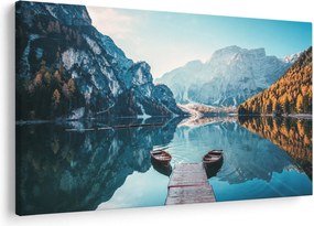 Tablou - Bărci pe Lacul Braies (90x60 cm)