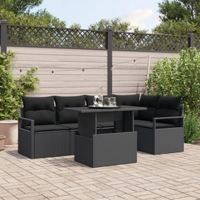 vidaXL Set de canapele pentru grădină 6 pcs Negru 100 x 55 x 73 cm