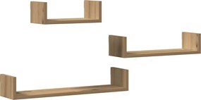 vidaXL Rafturi de perete, 3 buc., stejar artizanal lemn prelucrat