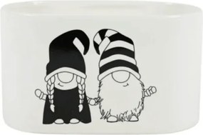Ghiveci de Craciun GNOME LOVE ceramic 19,5x11 cm, alb