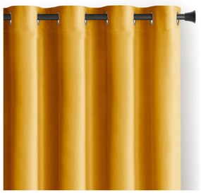 Draperie galbenă dimout (semi-opacă) din catifea 140x245 cm Eyelets – Restilo