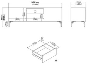 Comodă TV maro cu aspect de lemn de stejar 147x54x41 cm Bergen – Tvilum