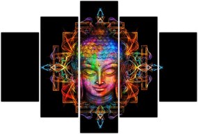 Tablou - Bustul lui Buddha în culori neon (150x105 cm)