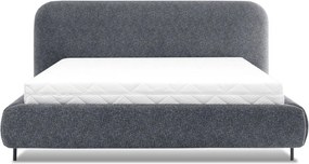 Pat matrimonial albastru tapițat cu spațiu de depozitare cu somieră 180x200 cm Pointt – ELTAP