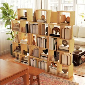 HOMCOM Librărie modernă și asimetrică cu 5 niveluri din bambus, 62.5 x 23 x 165 cm, lemn | Aosom Romania