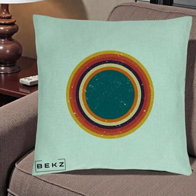 Perna Decorativa Retro Cerc Concentric Geometric Vintage, 40x40 cm, Verde Menta, Husa Detasabila, Perna Inclusa, BEKZ®