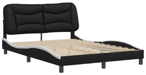3208000 vidaXL Cadru de pat cu tăblie, negru și alb,140x190cm, piele ecologică
