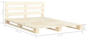 Cadru de pat din paleti, 160 x 200 cm, lemn masiv de pin culoarea lemnului, 160 x 200 cm