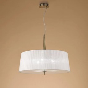 Lustra suspendata clasica LOEWE antique brass/ abajur alb