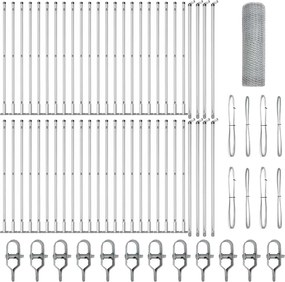vidaXL Stâlp de gard. Argintiu 100 x 0,5 m (plasă de 25 mm) Oțel