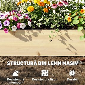 Outsunny Pat Ridicat pentru Cultivat Legume, Lada din Lemn de Brad cu Fund Deschis și Compartimente, 76x30x155 cm, Alb | Aosom Romania