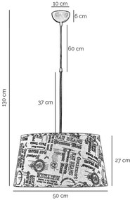 Lustră pe cablu ONLI MAIDA 1xE27/15W/230V d. 50 cm maro