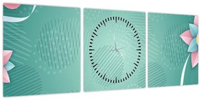 Tablou - Cercuri cu flori (cu ceas) (90x30 cm)