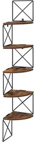 Raft De Colt Cu 5 Niveluri, Maro Rustic Si Negru