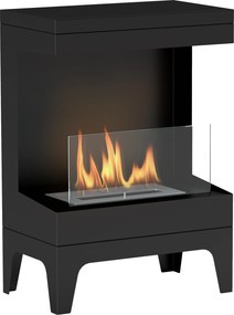 HOMCOM Șemineu pe Bioetanol cu Arzător 0,9L pentru Durată 3,3 Ore, Bioșemineu din Oțel și Sticlă, 38x22x54 cm, Negru | Aosom Romania