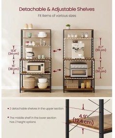 Etajeră pentru bucătărie MARGE, maro/negru