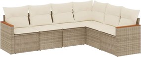 vidaXL Set canapele de grădină cu perne, 6 piese, bej, poliratan