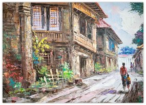 Tablou pe sticlă - Satul filipinez, Asia (70x50 cm)