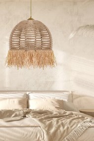 Lustra cu Abajur de Bumbac TM218, Soclu E27, Max. 60W, Culoare Crem