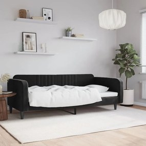 vidaXL Pat de zi, negru, 90x190 cm, catifea