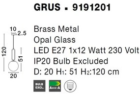 Lustra, Pendul modern Grus Brass 20cm