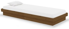 819935 vidaXL Cadru de pat mic single, maro miere, 75x190 cm, lemn masiv