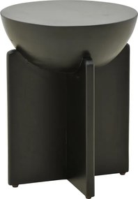 Masuta Laterala Rotunda Jelina Lemn Masiv De Mango Negru D40x50 Cm