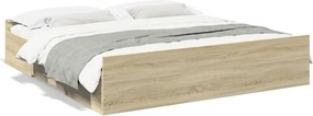 vidaXL Cadru de pat cu sertare stejar sonoma 200x200 cm lemn prelucrat