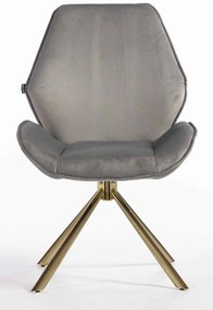 HR350 BAZĂ STEA Scaun Gray din Catifea Bază Aurie