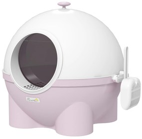 PawHut Litieră cu Capac pentru Pisici, Litiera pentru Pisici Mare cu Capac, Lopatica, Pedala pentru Nisipul care Cade, Maner Superior, Verde Deschis | Aosom Romania