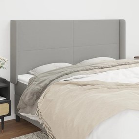 vidaXL Tăblie de pat cu aripioare gri deschis 183x16x118/128 cm textil