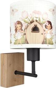 Brilagi - Lampă de perete BOBO WOOD 1xE27/25W/230V stejar/negru/alb/roz/zâne