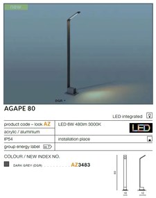 Stalp LED iluminat exterior IP54 AGAPE H-80cm ZZ AZ3483